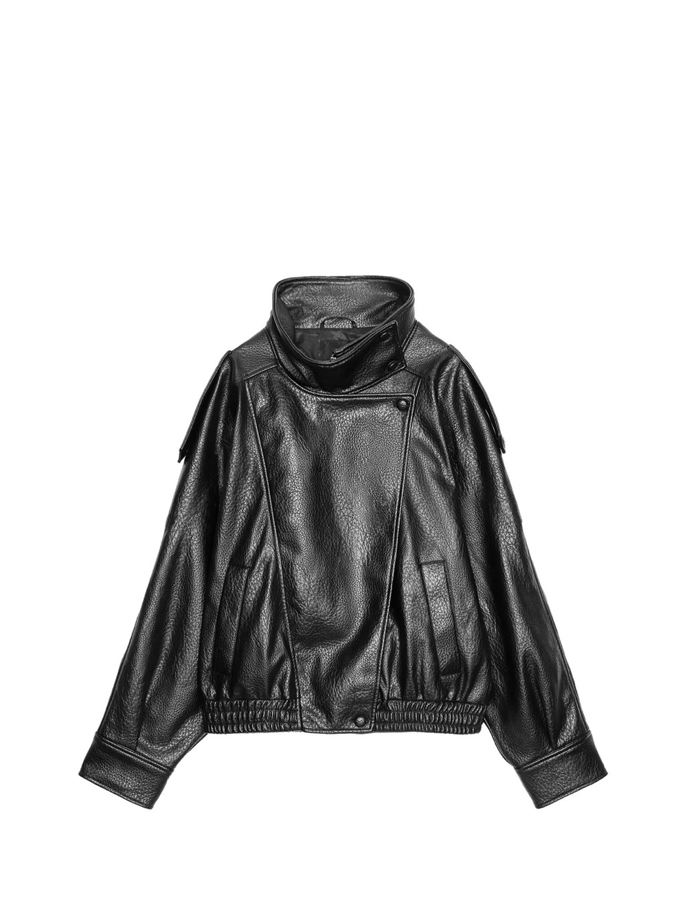 Zara Black Faux Leather Asymmetric Moto Jacket